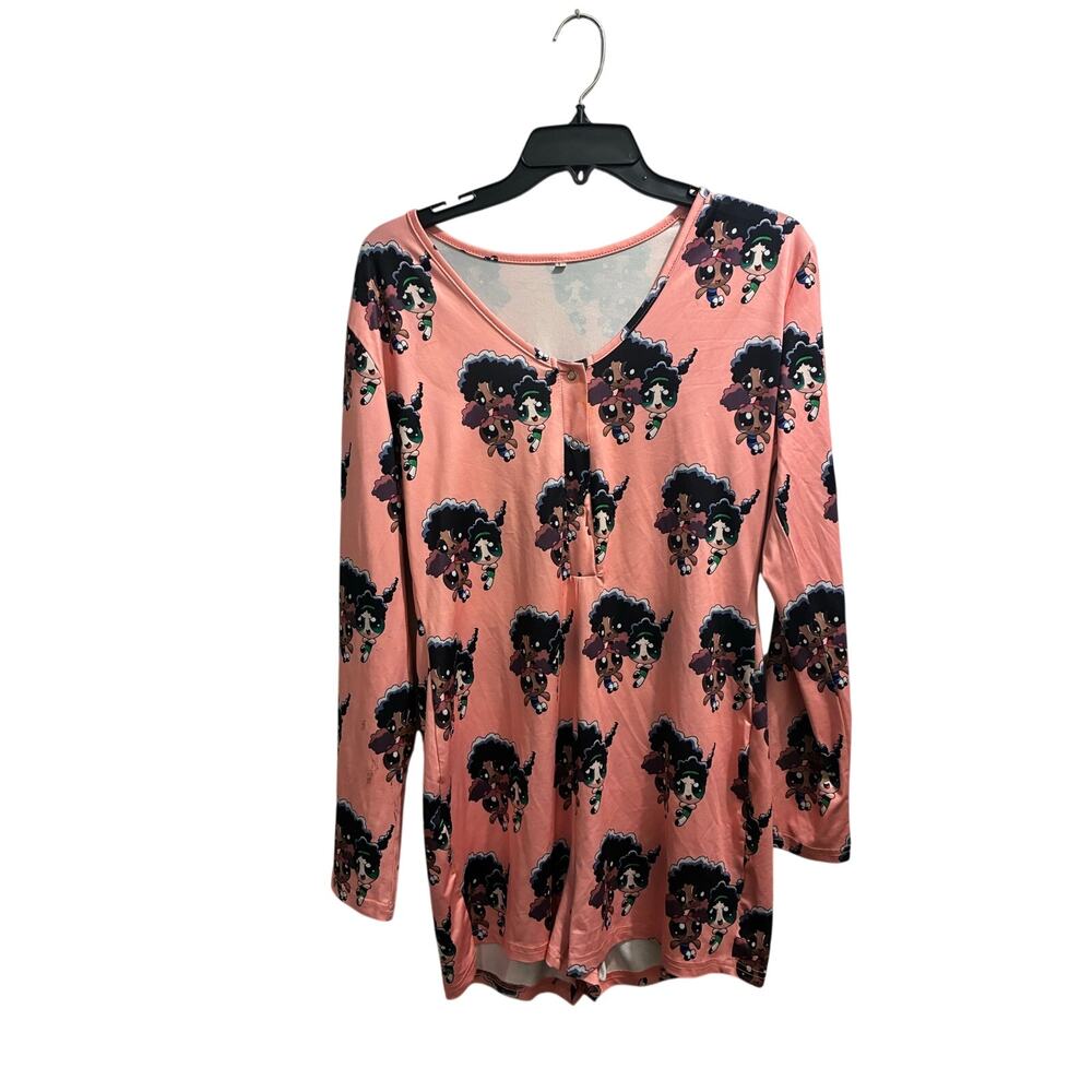 Black Powerpuff Girls Patterned Loungewear Romper